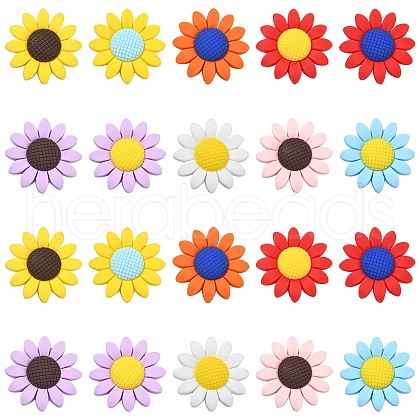 20Pcs 10 Colors Food Grade Eco-Friendly Silicone Focal Beads SIL-CJ0001-12-1