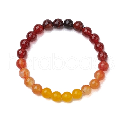 8mm Round Natural Carnelian & Agate & Malaysia Jade Beaded Stretch Bracelets BJEW-TA00514-01-1