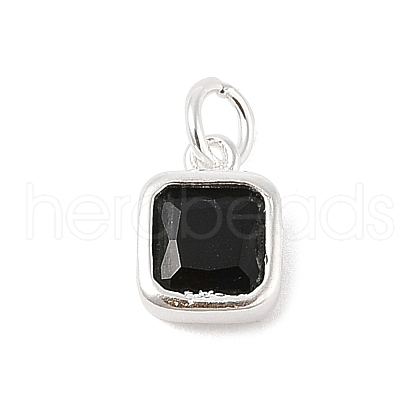 925 Sterling Silver Pave Cubic Zirconia Square Charms with Jump Rings and 925 Stamp STER-D288-05S-05-1