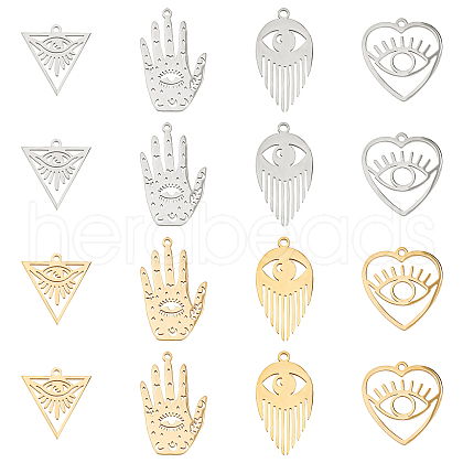 DICOSMETIC 16Pcs 4 Style 201 Stainless Steel Pendants STAS-DC0001-63-1