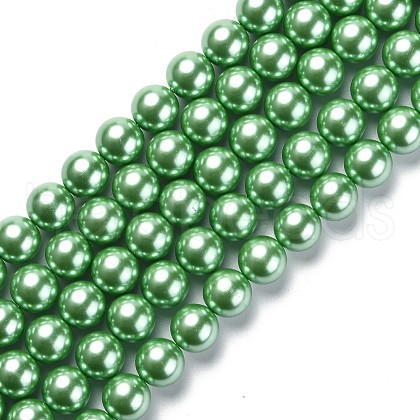 Eco-Friendly Dyed Glass Pearl Round Beads Strands HY-A002-12mm-RB008N-1