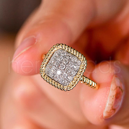 Brass Micro Pave Cubic Zirconia Finger Rings for Women FS-WG378B2-01-1