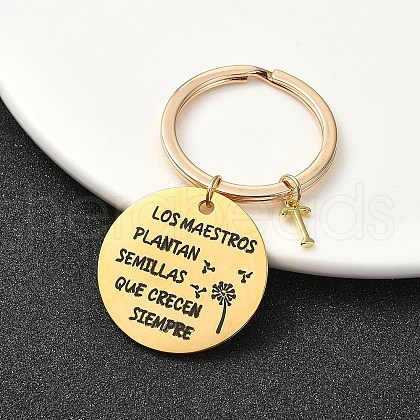 201 Stainless Steel & Brass Letter Keychain KEYC-YW00095-20-1