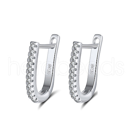Rhodium Plated 925 Sterling Silver Cubic Zirconia Stud Earrings for Women EJEW-P231-41P-1