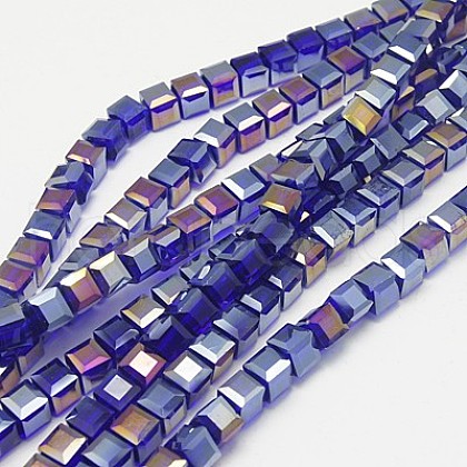 Electroplate Glass Beads Strands EGLA-D018-6x6mm-67-1