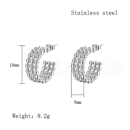 Non-Tarnish 304 Stainless Steel Round Stud Earrings PJ3518-2-1