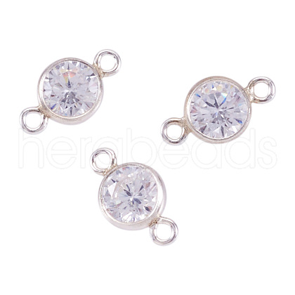 925 Sterling Silver Pave Cubic Zirconia Connector Charms STER-TAC0001-05-1