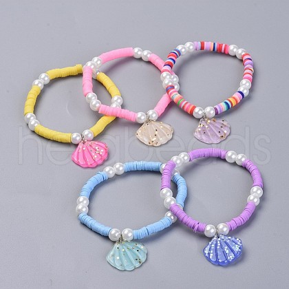 Handmade Polymer Clay Heishi Beads Kids Stretch Bracelets BJEW-JB04345-1