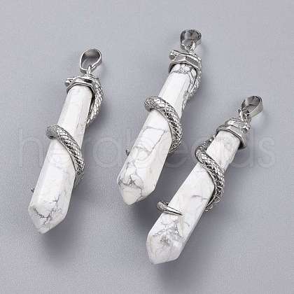 Natural Howlite Big Pointed Pendants G-F696-B14-1