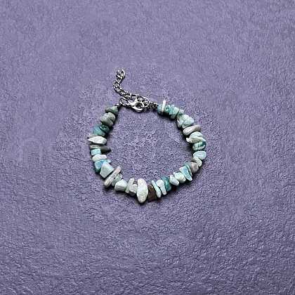 Natural Amazonite Chip Beaded Bracelets for Women IW6789-56-1