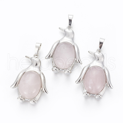 Natural Rose Quartz Pendants X-G-L512-A27-1