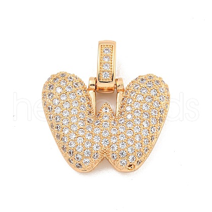 Brass Micro Pave Clear Cubic Zirconia Pendants KK-B099-01G-W-1