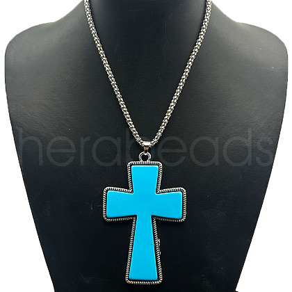 Alloy Pave Resin Pendant Necklaces QD9835-12-1