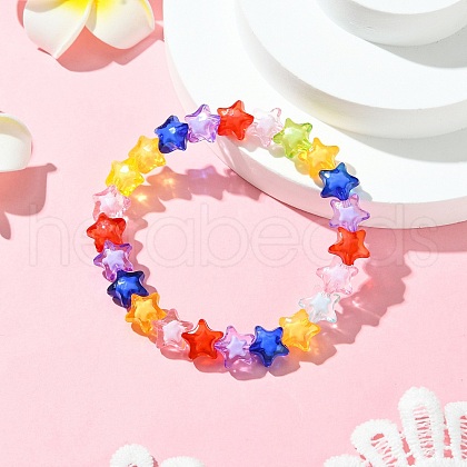 Transparent Acrylic Star Stretch Beaded Bracelets for Women BJEW-JB11519-1