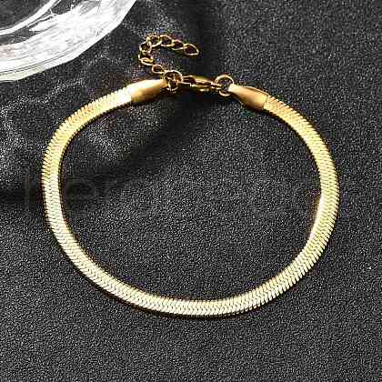 Unisex 304 Stainless Steel Herringbone Chain Bracelets X-BJEW-O177-01A-G-1