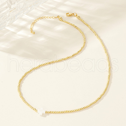 Real 18K Gold Plated 2mm Round Brass Beaded Necklaces HJ8238-3-1