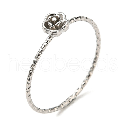 Non-Tarnish 304 Stainless Steel Rose Flower Finger Ring RJEW-P090-01P-1