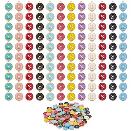 120Pcs 12 Colors Golden Plated Alloy Charms ENAM-SZ0001-64S-1