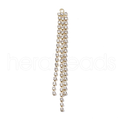 3 Rows Brass Crystal Rhinestone Cup Chain Big Pendants KK-A167-04KCG-1