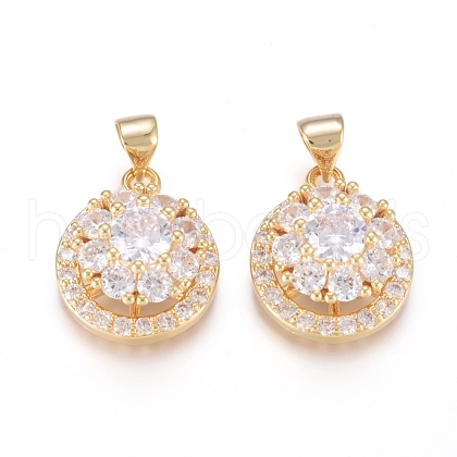 Brass Micro Pave Cubic Zirconia Pendants ZIRC-I039-01C-G-1