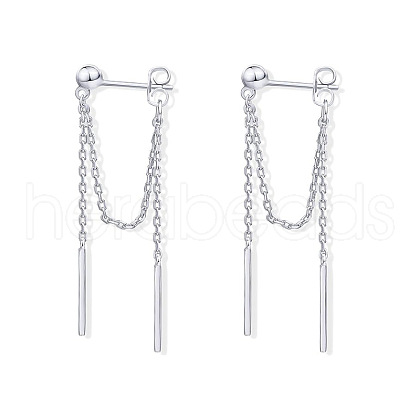 Stick Shaped Brass Chain Tassel Stud Dangle Earrings FS-WGFCB39-02-1