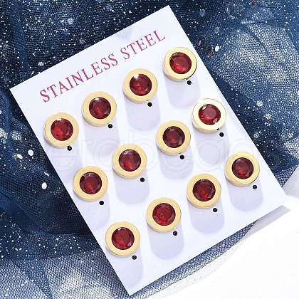 304 Stainless Steel Flat Round Stud Earrings EJEW-C099-23G-02-1
