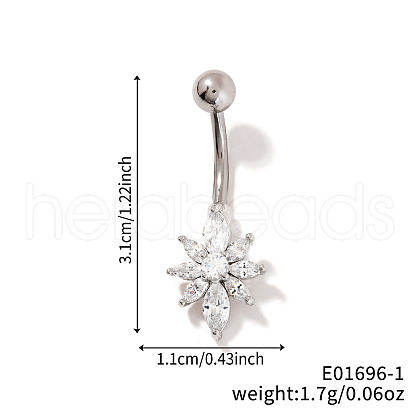 Shiny Sunflower Brass Full Crystal Rhinestone Belly Button Rings AG8892-1-1