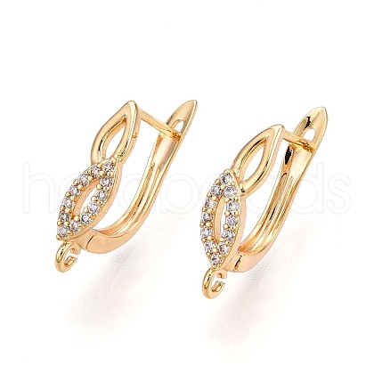 Brass Micro Pave Cubic Zirconia Hoop Earring Finding KK-N261-36G-1