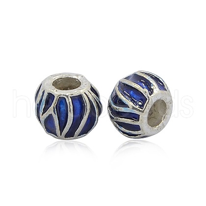 Antique Silver Tone Alloy Enamel European Beads ENAM-J384-01AS-1