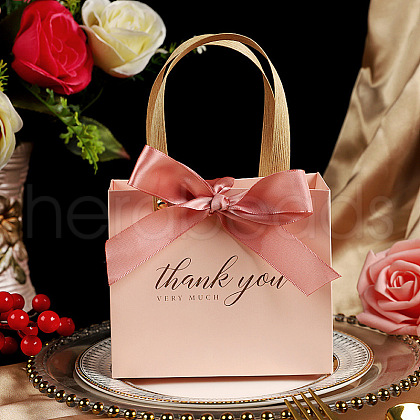 Rectangle Paper Gift Tote Bags with Ribbon ABAG-WH0032-77A-1