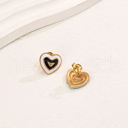 Stainless Steel Heart Stud Earrings MW0327-2-1