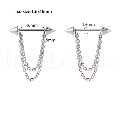 304 Stainless Steel Nipple Barbells with Chains WG66F66-05-1