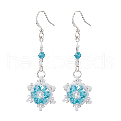 Glass Seed Beaded Dangle Earrings EJEW-MZ00171-01-1