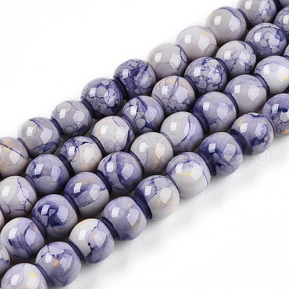 Baking Painted Glass Beads Strands DGLA-N003-8mm-C08-1