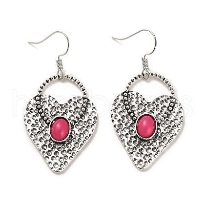 Heart with Ring Resin Dangle Earrings EJEW-G370-07AS-1