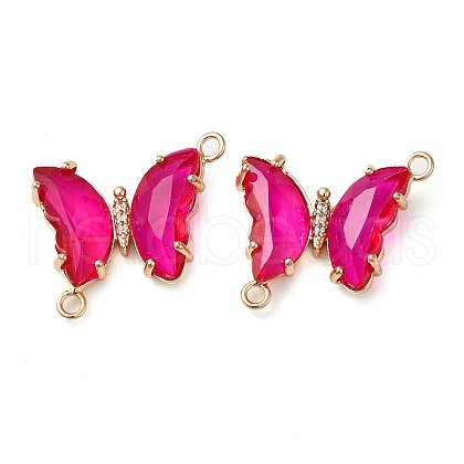 Brass Pave Faceted Glass Connector Charms X-FIND-Z020-04T-1