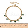 304 Stainless Steel Rhinestone Flat Round Charm Bracelets BJEW-V011-01G-06-2