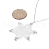 Synthetic Hematite & Glass Beaded Snowflake Pendant Necklace NJEW-JN04272-3