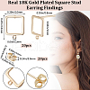 Beebeecraft 20Pcs Hollow Square Brass Stud Earring Findings KK-BBC0012-85-2