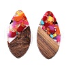 Transparent Resin and Walnut Wood Pendants RESI-T057-05L-2