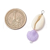 Natural Cowrie Shell & Plastic Shell Shape Pendants PALLOY-JF03808-2