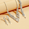 Twist Horse Eye Brass Crystal Rhinestone Chain Necklaces & Tassel Stud Earrings & Bracelets FS-WGBEA29-03-1