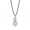 Natural Selenite Gourd Pendant Necklaces NJEW-JN05246-03-2