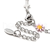Enamel Flower & Cross Link Chain Bracelet BJEW-C023-01P-01-3