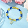 Baking Painted Imitation Jade Glass Round Beaded Charm Bracelets BJEW-JB11737-04-1