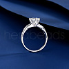 Rhodium Plated 925 Sterling Silver Micro Pave Cubic Zirconia Finger Rings WG64EDC-06-4