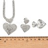 Heart Brass Rhinestone Stud Earrings & Pendant Necklaces Set for Women SJEW-M102-08S-3