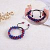 Sparkling Round Glass Braided Bead Bracelet BJEW-SW00082-12-3