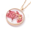 Dry Pressed Real Flower Resin Pendant Necklace NJEW-G088-01KCG-03-2