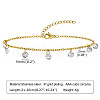 304 Stainless Steel Cable Chain with Flat Round Cubic Zirconia Charm Anklets WG525D3-02-2